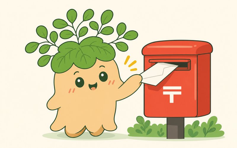 ポストへ投函するイラスト